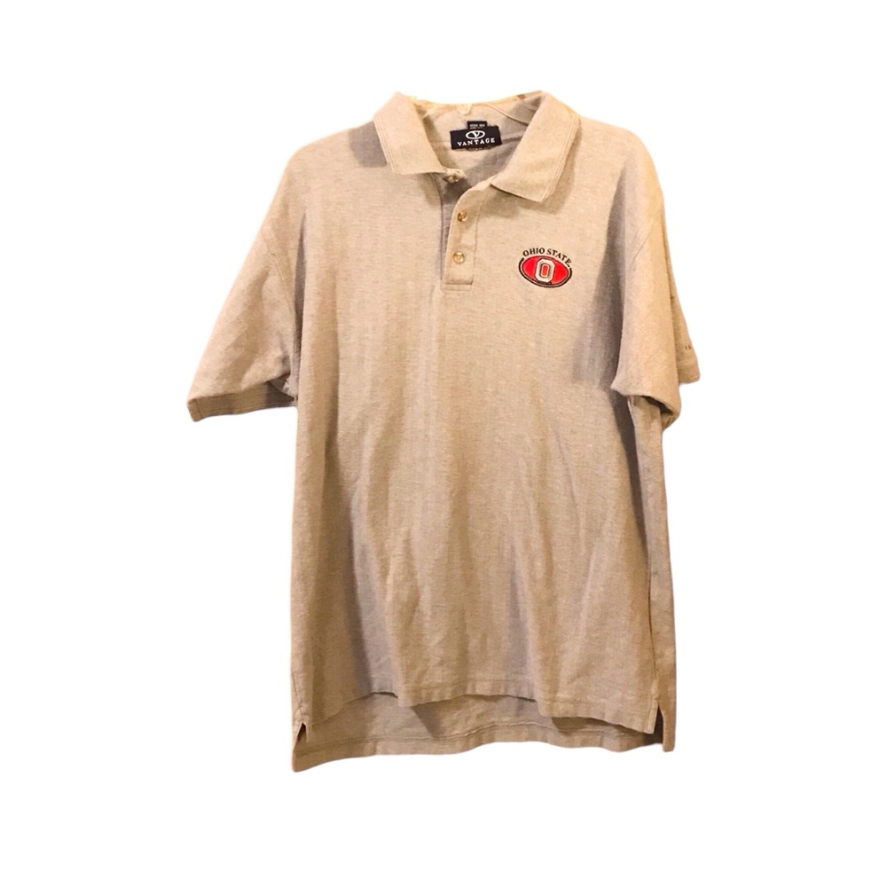 Vantage Retro Ohio State Buckeyes Grey Polo Size Large